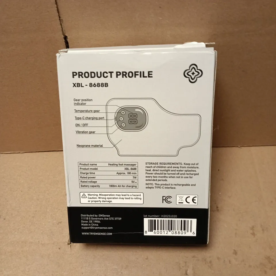 EMSENSE HEATING FOOT MASSAGER – MODEL XBL-8688B