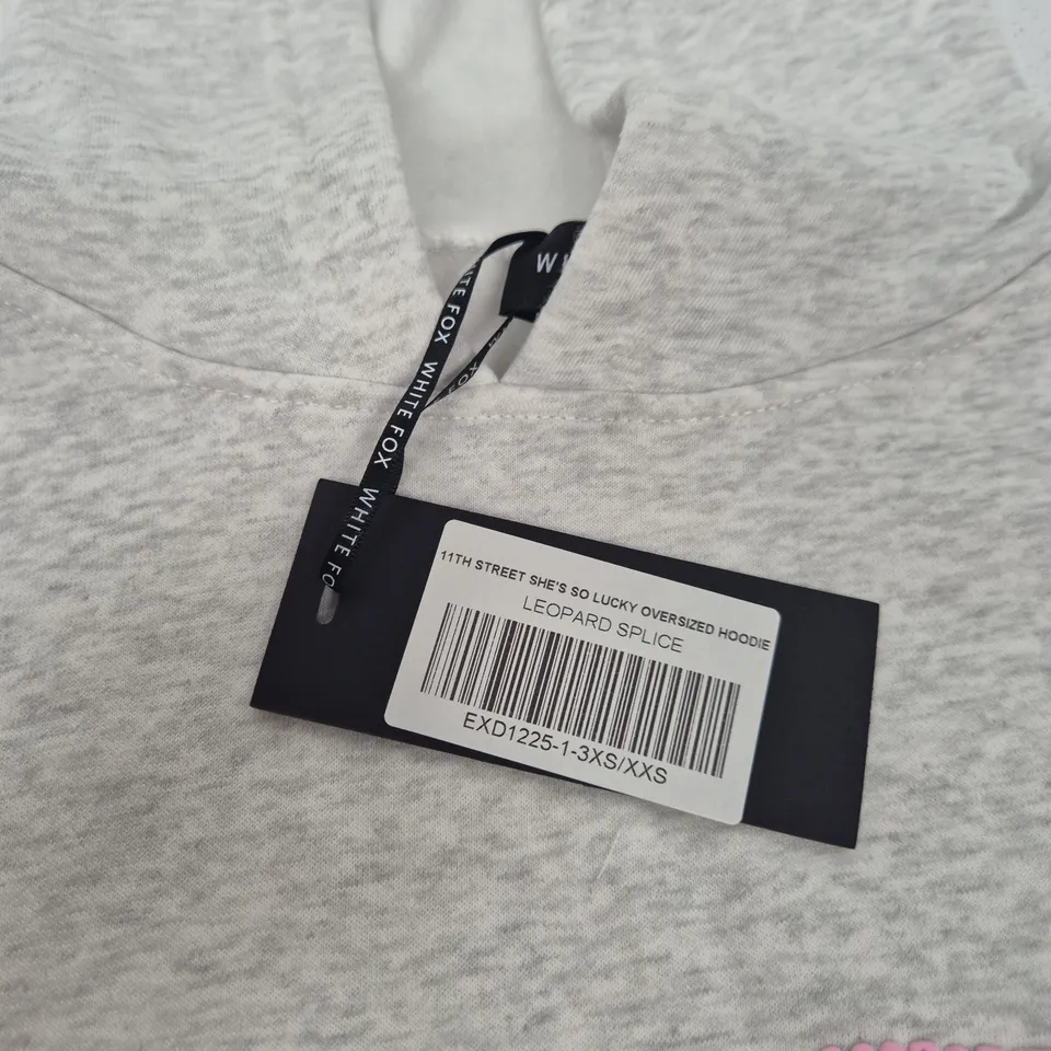 WHITE FOX OVERSIZED HOODIE – LEOPARD SPLICE, 11TH STREET, UK XXS (3XS/XXS)