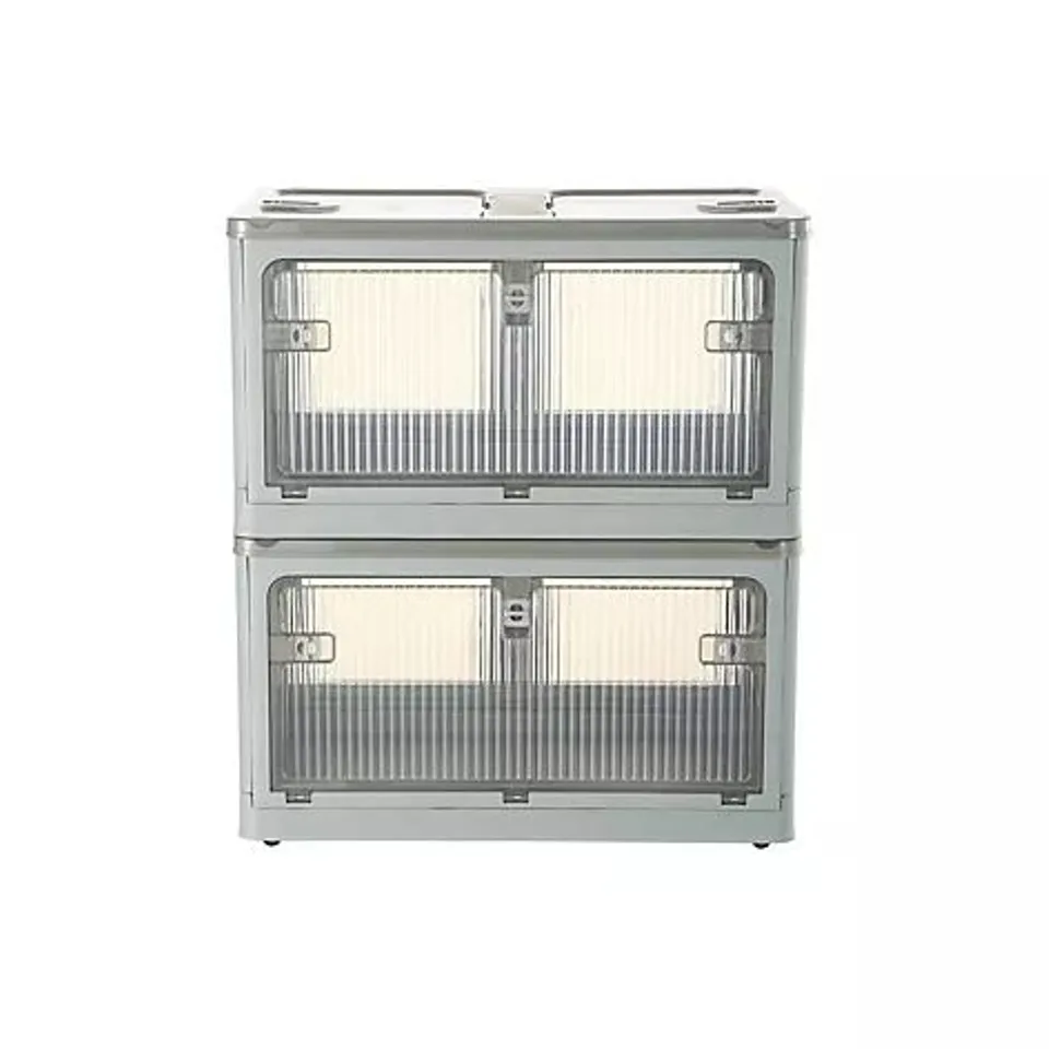 SIMPLI SET OF 2 COLLAPSIBLE 66L STORAGE BOXES IN GREY