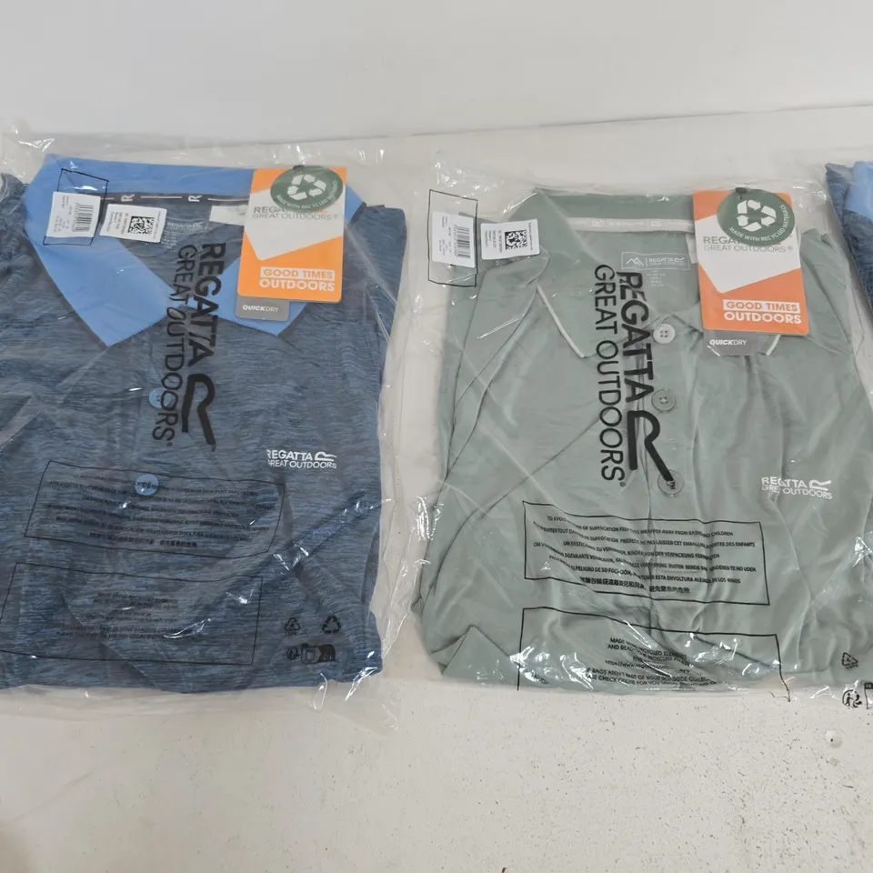 LOT OF 6 ASSORTED BRAND NEW REGATTA T-SHIRTS & POLO SHIRTS IN VARIOUS STYLES, COLOURS AND SIZES