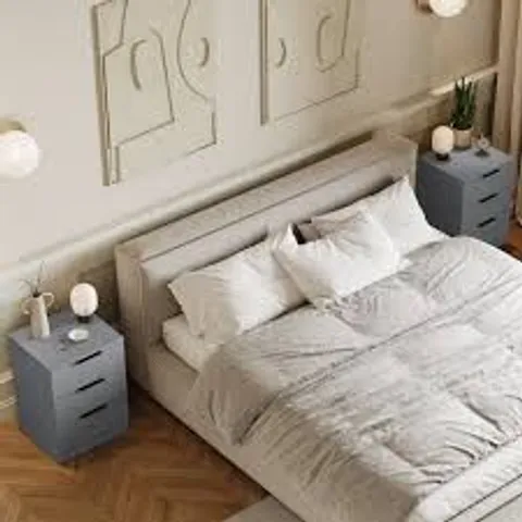 BOXED TREGA 3 DRAWER BEDSIDE CHEST, SET OF 2 - GREY (1 BOX)