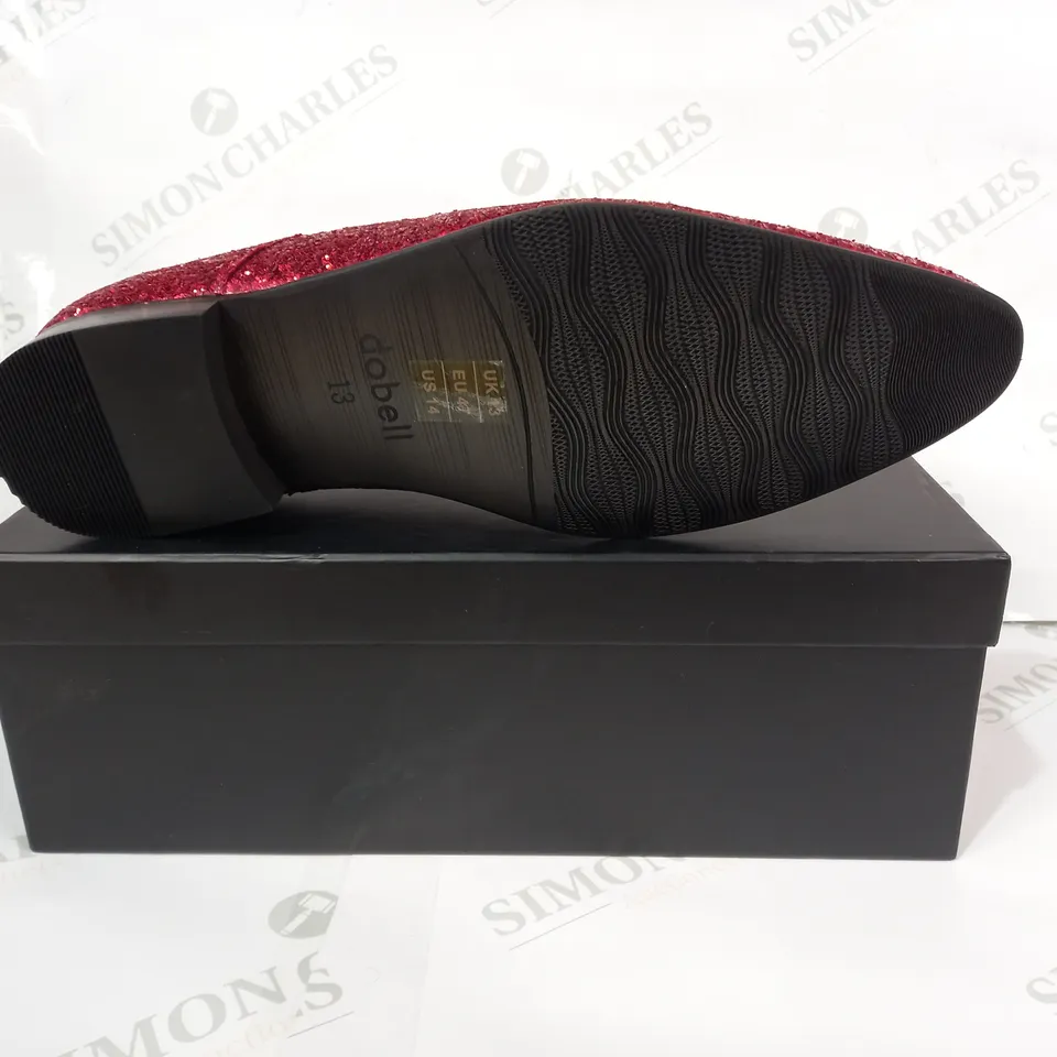 BOXED PAIR OF DOBELL LACE UP SHOES IN RED W. SEQUIN EFFECT UK SIZE 13