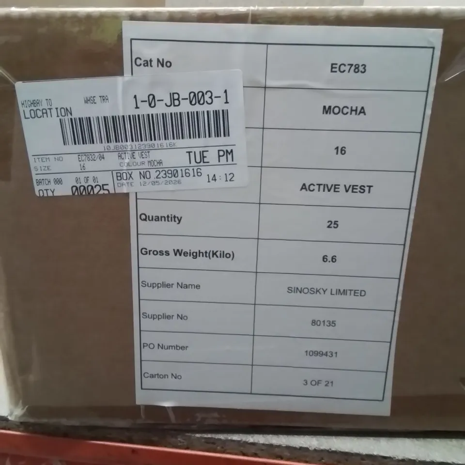 BOXED BRAND NEW APPROXIMATELY 25 SIMPLY BE ACTIVE VEST MOCHA SIZE 16