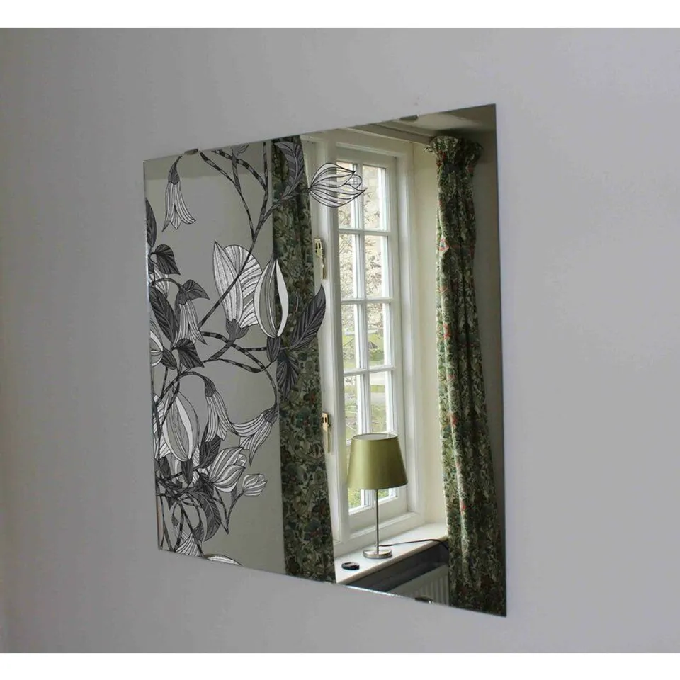 BOXED MONOCHROME ABSTRACT FLOWERS ACCENT MIRROR 
