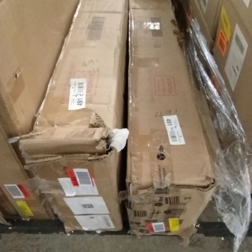 BOXED STORAGE BED WITH HEADBOARD SHELVES AND LED LIGHT SIZE UNSPECIFIED //WHITE [2 BOXES]