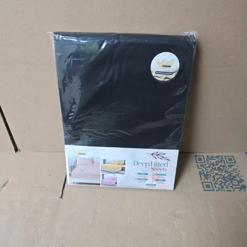 MISTY DEEP FITTED SHEETS – BLACK - DOUBLE - 137CM X 190 X 40 