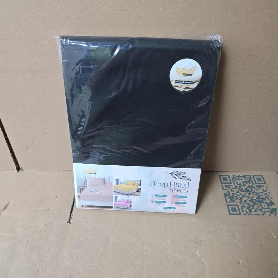 MISTY DEEP FITTED SHEETS – BLACK - DOUBLE - 137CM X 190 X 40