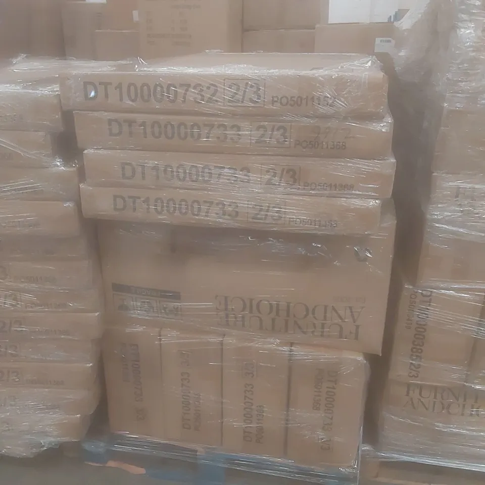 PALLET OF ASSORTED BRAND NEW AND INCOMPLETE DESIGNER FLATPACK FURNITURE PARTS