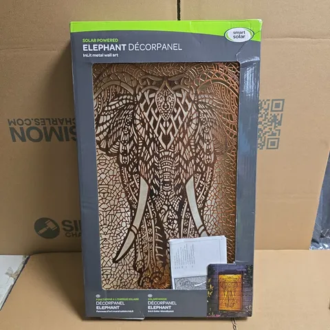 SMART SOLAR ELEPHANT DECOR PANEL β INLIT METAL WALL ART (BOXED)