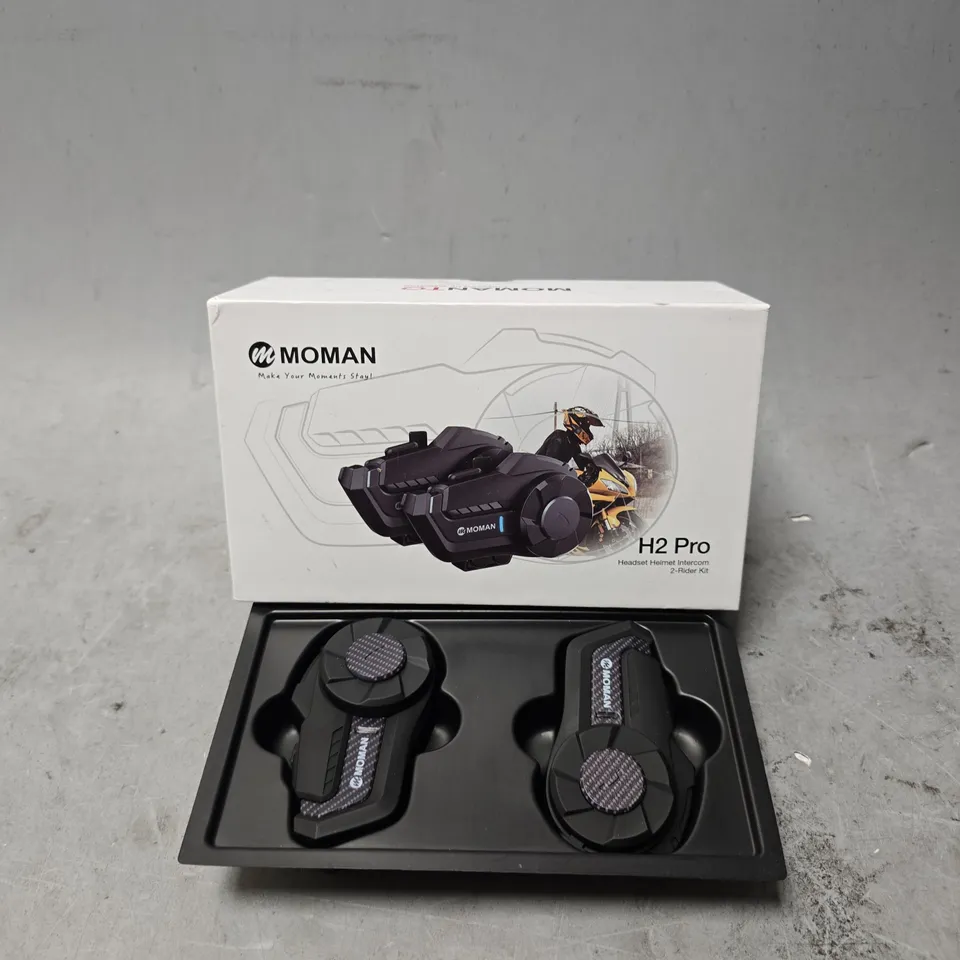 BOXED MOMAN H2 PRO HEADSET HELMET INTERCOM 2 RIDER KIT 