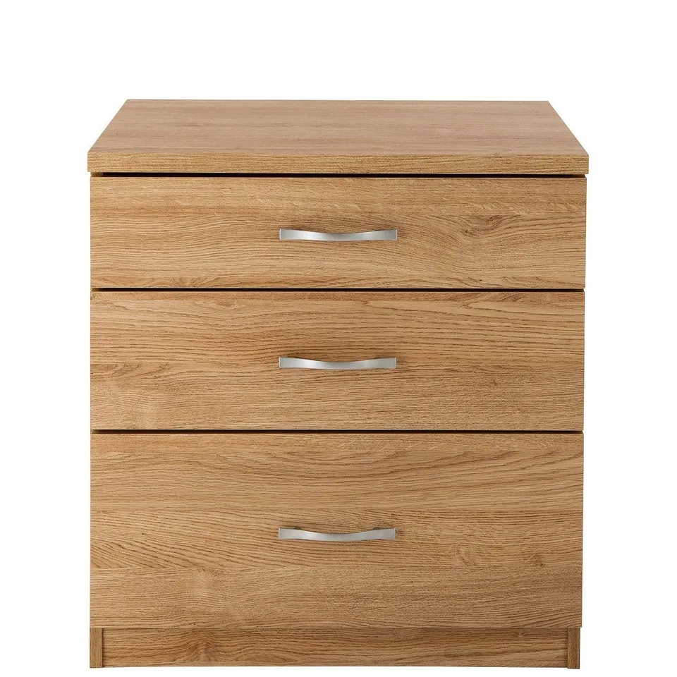 PERU NEW OAK 3 DRAWER BEDSIDE CABINET RRP &pound;59.00 RRP £59