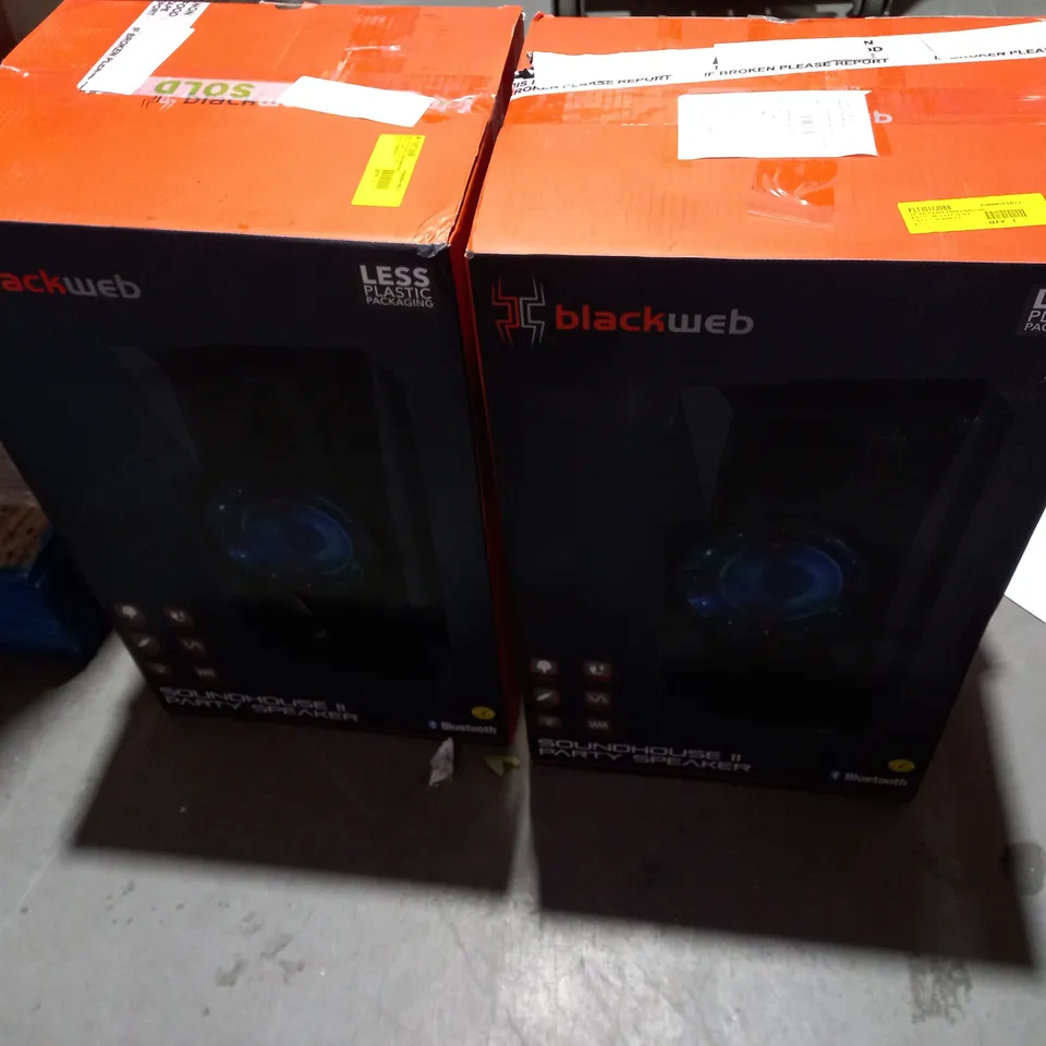 LOT OF 2 ASSORTED BLACKWEB SOUNDHOUSE II PARTY SPEAKERS