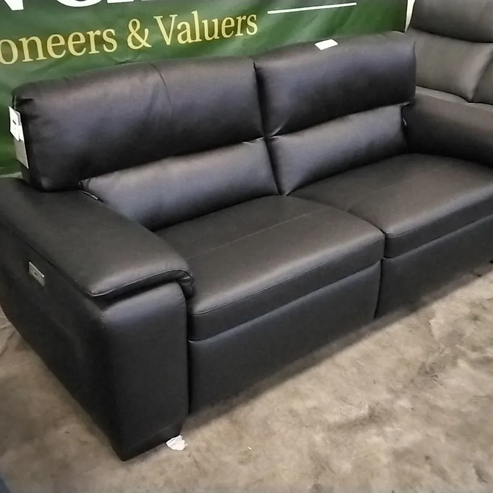 QUALITY ITALIAN DESIGNER GRADO POWER RECLINER LARGE SOFA IN BLACK LEATHER 
