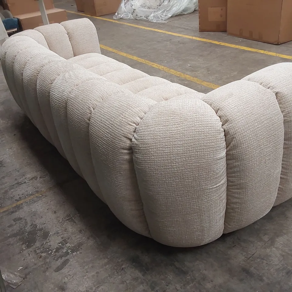 QUALITY DESIGNER DISKA MAXI GRAND 4 SEATER GLAM BLOCK FABRIC SOFA - NATURAL