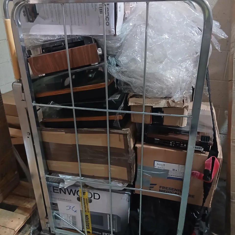 CAGE OF ASSORTED PRODUCTS TO INCLUDE TURNTABLES