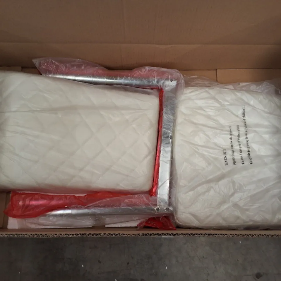 CREAM FABRIC DINING CHAIR ON METAL BASE