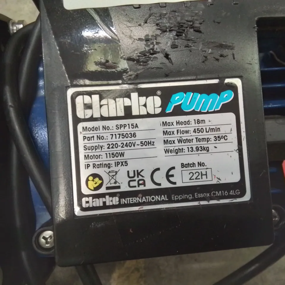 CLARK SWIMMING POOL PUMP SPP15A