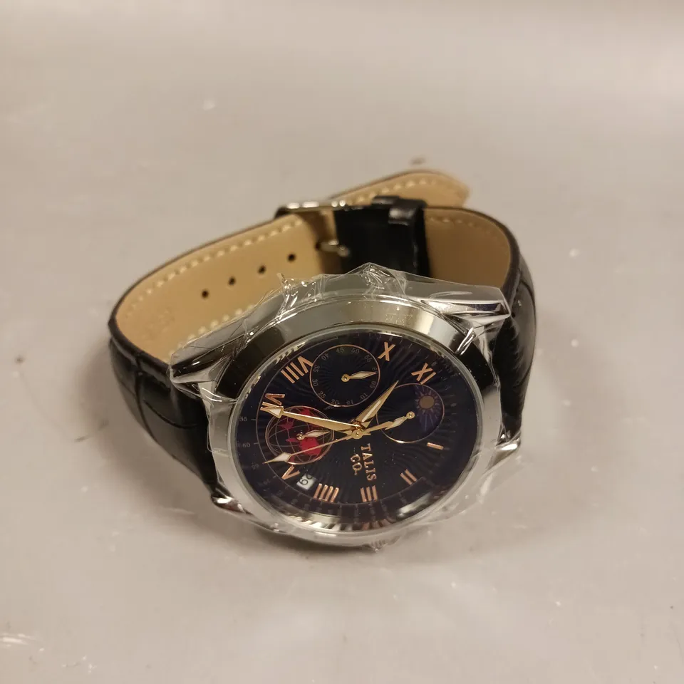 MENS TALIS CO 7120 CHRONOGRAPH WATCH – MOON PHASE MOVEMENT – GENUINE LEATHER STRAP