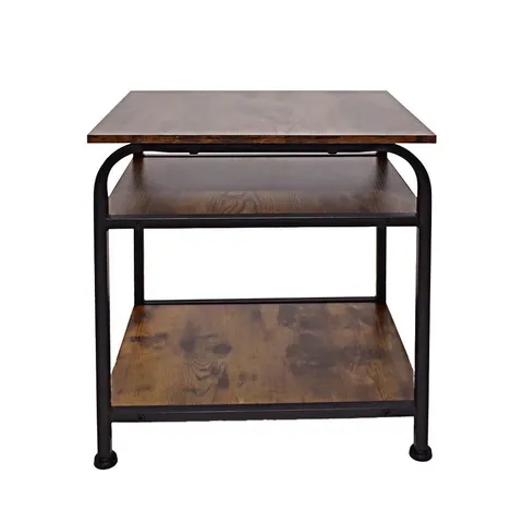 BOXED ASLAK SIDE TABLE WITH STORAGE - RUSTIC BROWN (1 BOX)