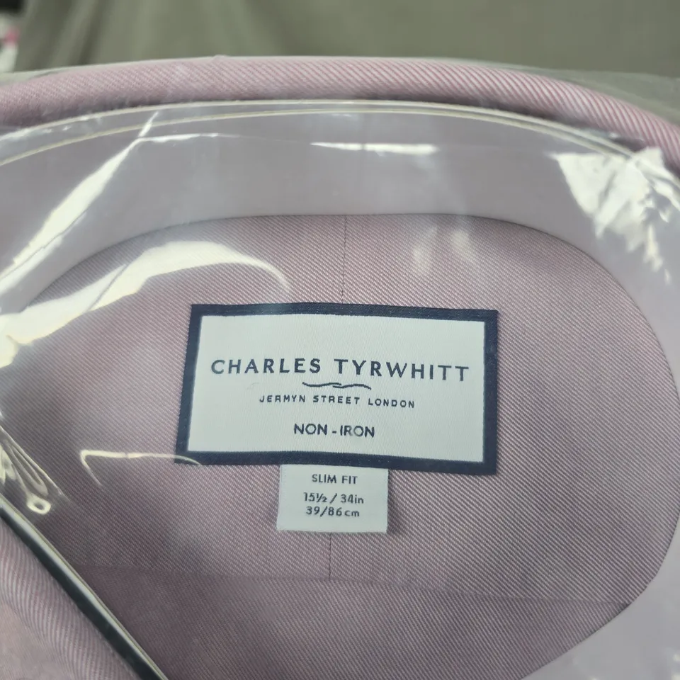 CHARLES TYRWHITT NON-IRON SLIM FIT SHIRT – PINK, 15.5IN COLLAR, 34IN SLEEVE