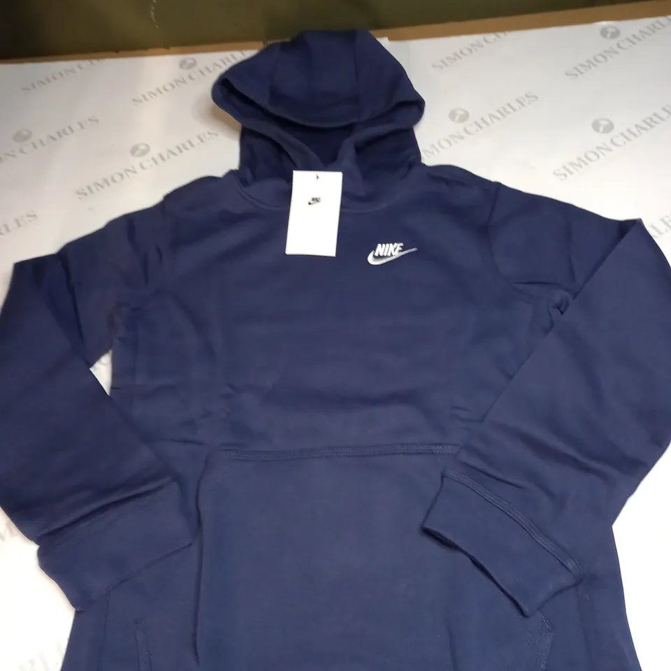 NIKE LOGO NAVY HOODIE SIZE L (KIDS)