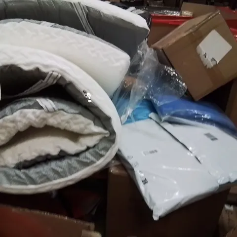 PALLET OF ASSORTED HOUSEHOLD GOODS AND PRODUCTS TO INCLUDE;AIR COOLER,LAWNMOWER,MATTRESS TOPPER