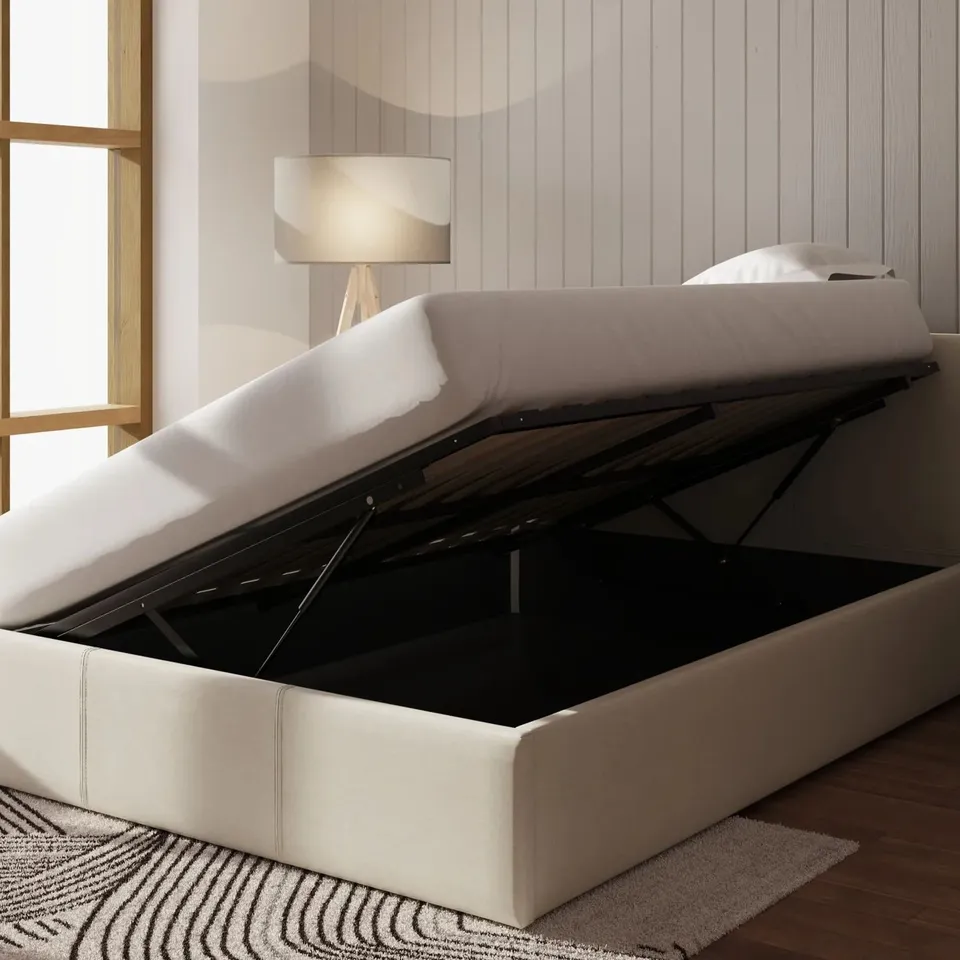 BOXED GFW DOUBLE BEDFRAME SIDE LIFT OTTOMAN BED (2 BOXES)