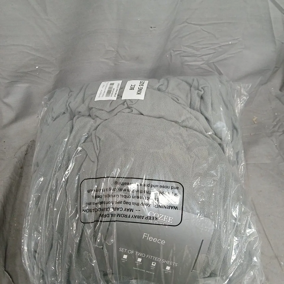 COZEE HOME FLEECE SET OF 2 FITTED SHEETS – GREY