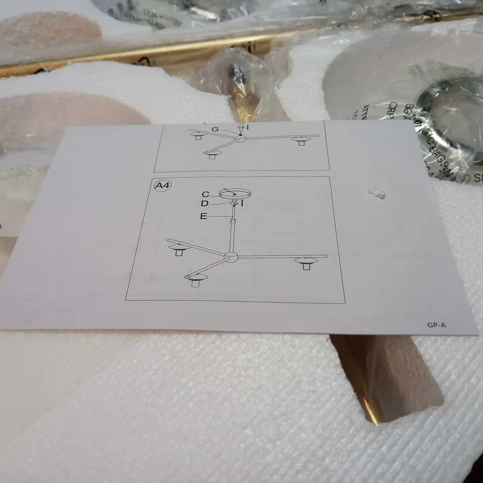 BOXED WEST ELM SPERE & STEM BASS CEILING LIGHT