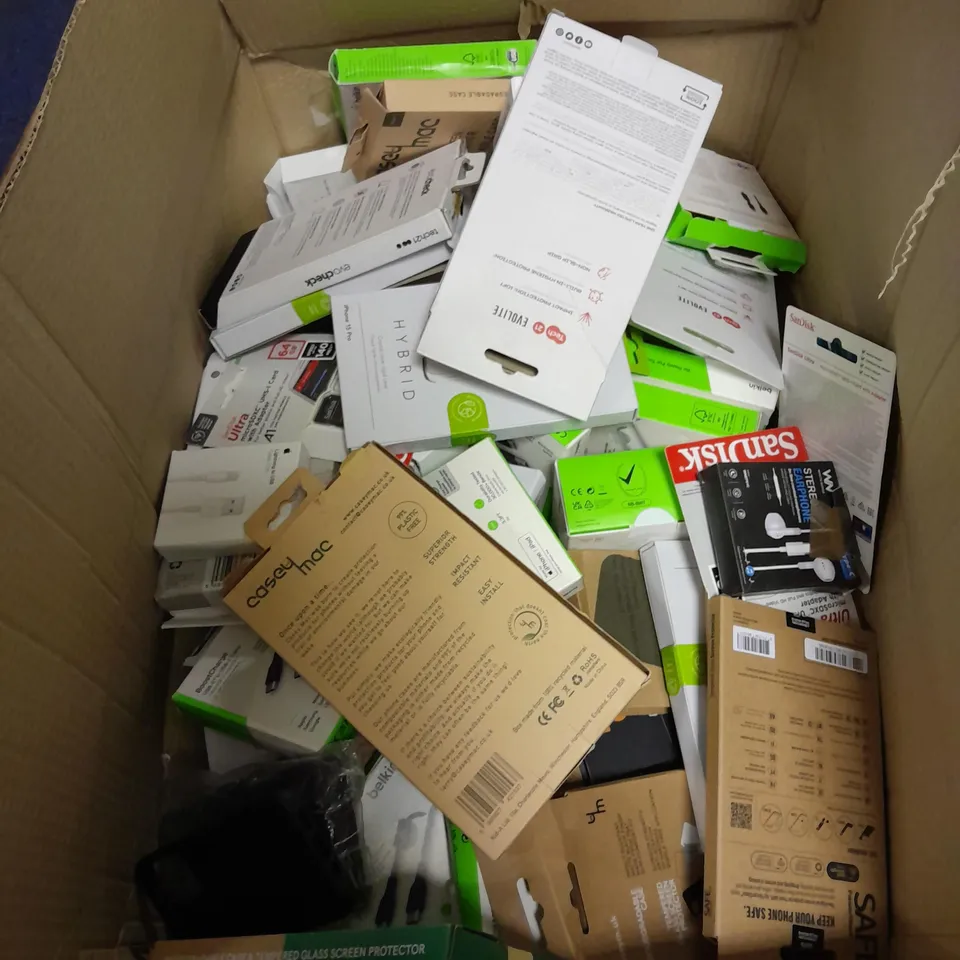 BOX OF ASSORTED PHONE CASES FOR IPHONE AND SAMSUNG 