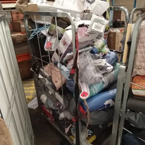 CAGE OF ASSORTED HOUSEHOLD GOODS AND PRODUCTS TO INCLUDE; CLOTHES HANGERS, BIN BAGS, YOGA MATS ETC - CAGE NOT INCLUDED