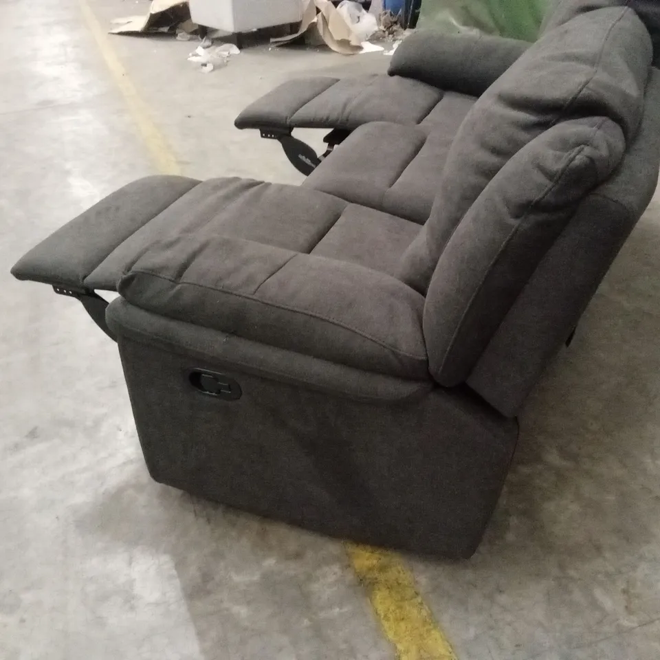 ALBION CHENILLE 3 SEATER HIGH BACK MANUAL RECLINER SOFA - CHARCOAL RRP £679