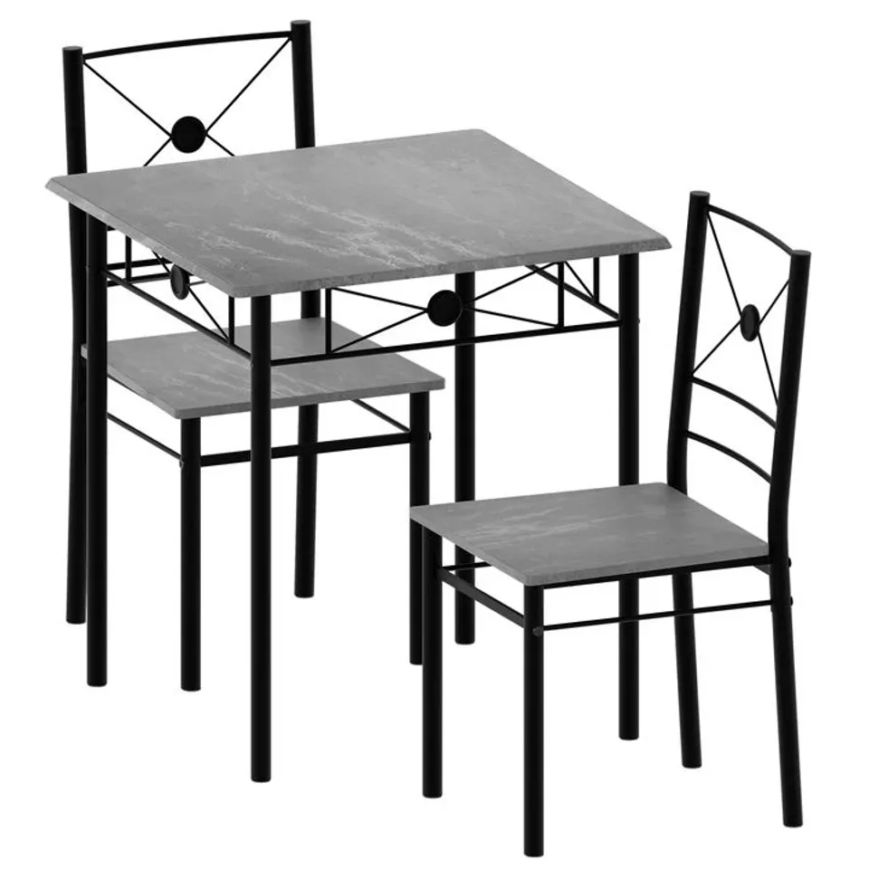 BOXED VIDA DESIGNS ROSLYN 2 SEATER DINING SET - CONCRETE GREY