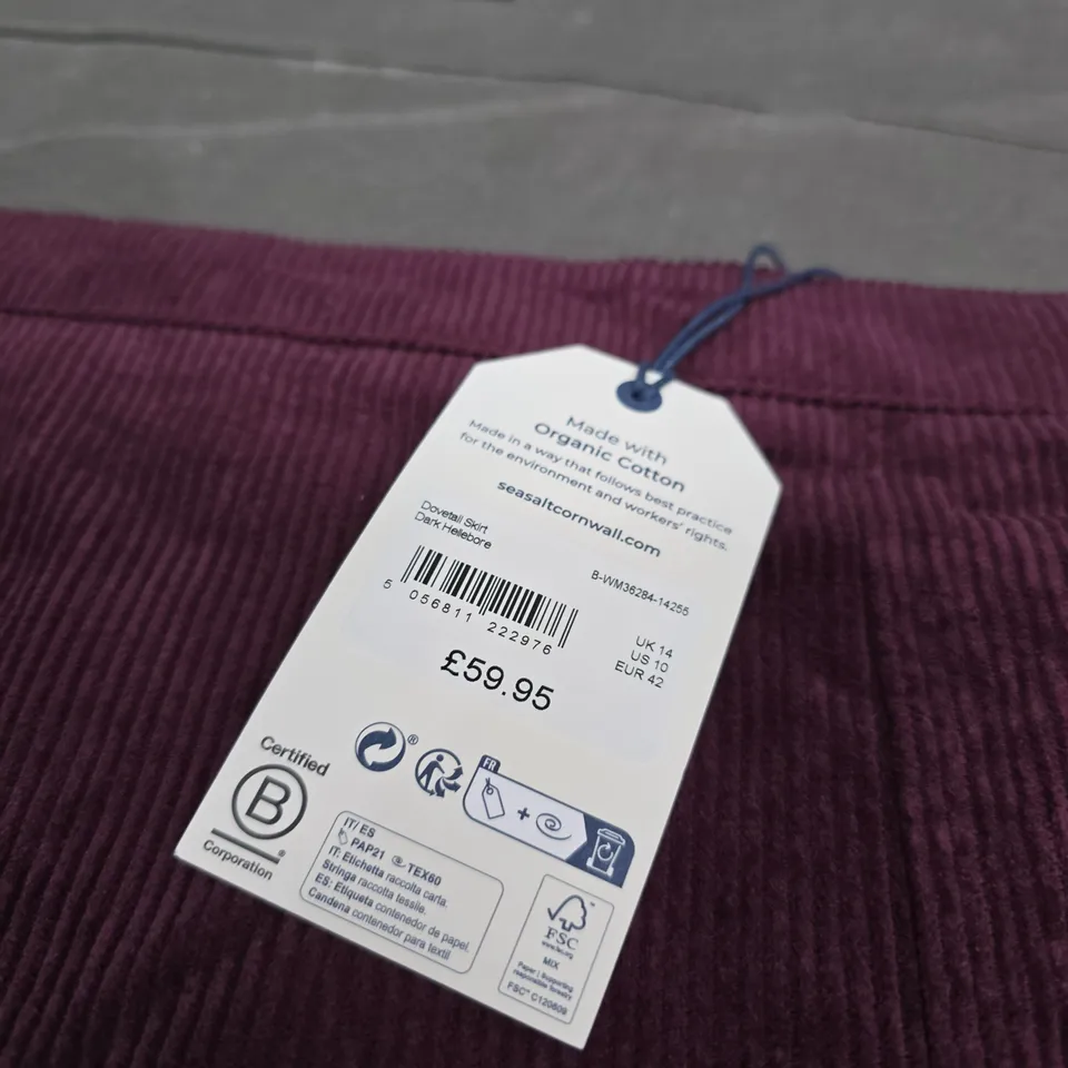 SEASALT CORNWALL WOMEN'S CORDUROY SKIRT – PURPLE, UK 14