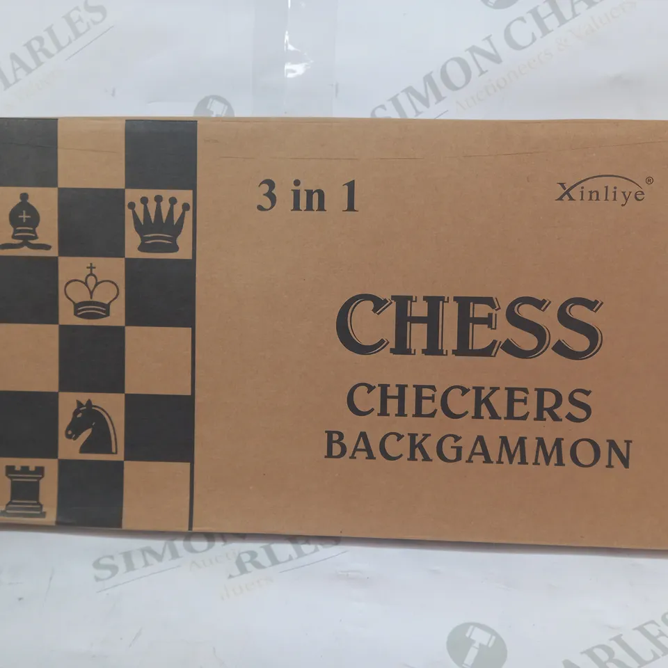XINLIYE 3-IN-1 CHESS, CHECKERS, & BACKGAMMON
