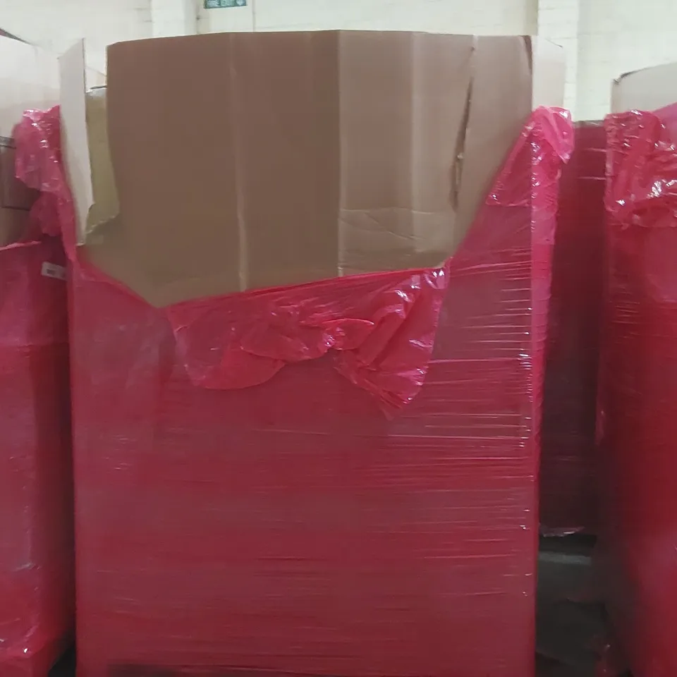 PALLET OF ASSORTED ITEMS INCLUDING: ELECTRIC FRYER, RADIATOR, ELECTRIC FIREPLACE, A4 DIE CUTTING AND EMBOSSING MACHINS, DOG CRATE ECT