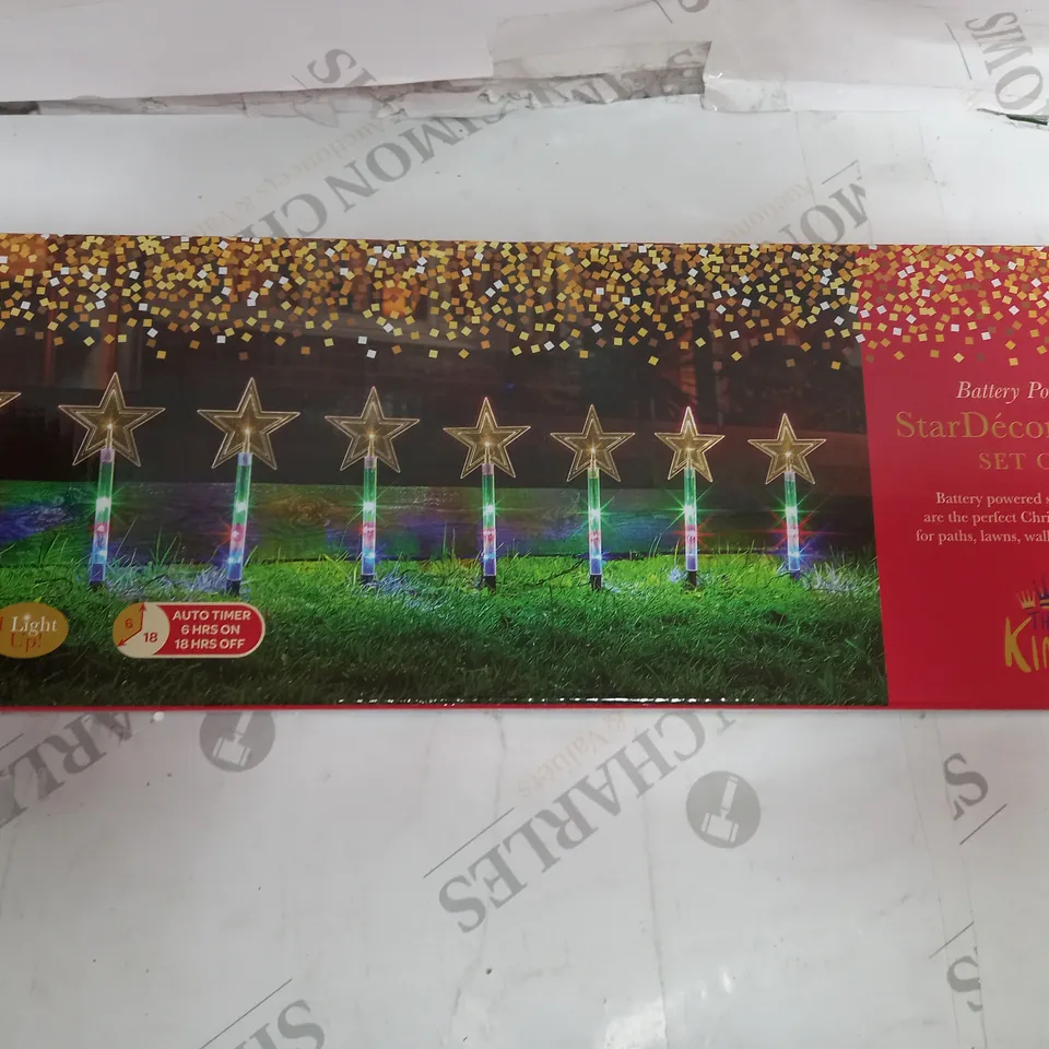 BATTERY POWERED SET OF 8 STAR DECOR STAKES