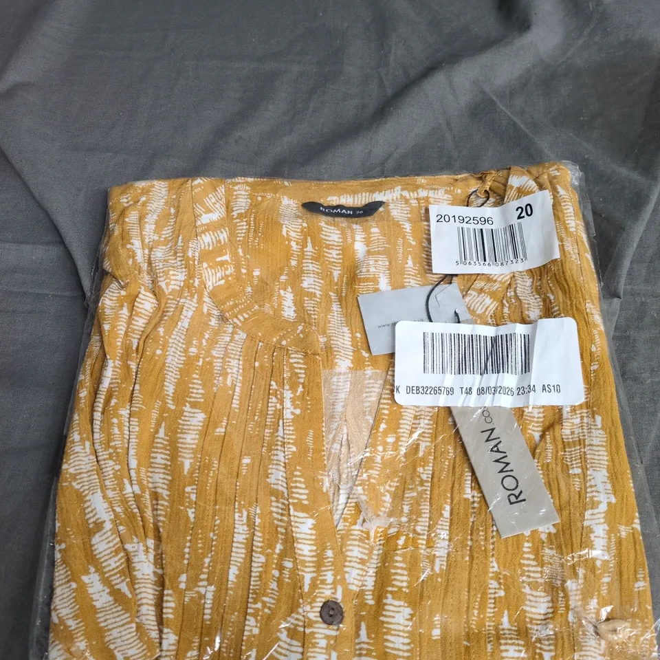 ROMAN LADIES PRINT BUTTON TOP SIZE 20 YELLOW