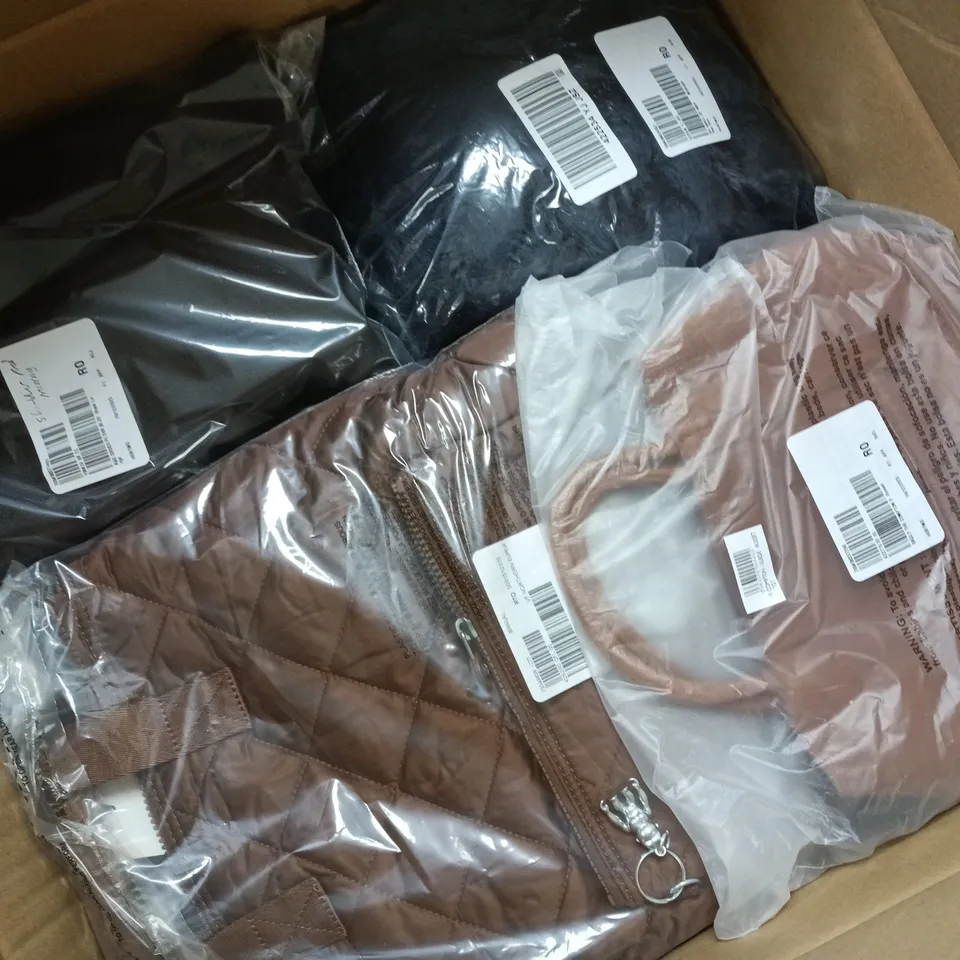 APPROXIMATELY 20 ASSORTED CLOTHING ITEMS IN VARIOUS SIZES, COLOURS & STYLES TO INCLUDE BRANDS SUCH AS RADLEY, KIPLING, NINA LEONARD, ETC - COLLECTION ONLY