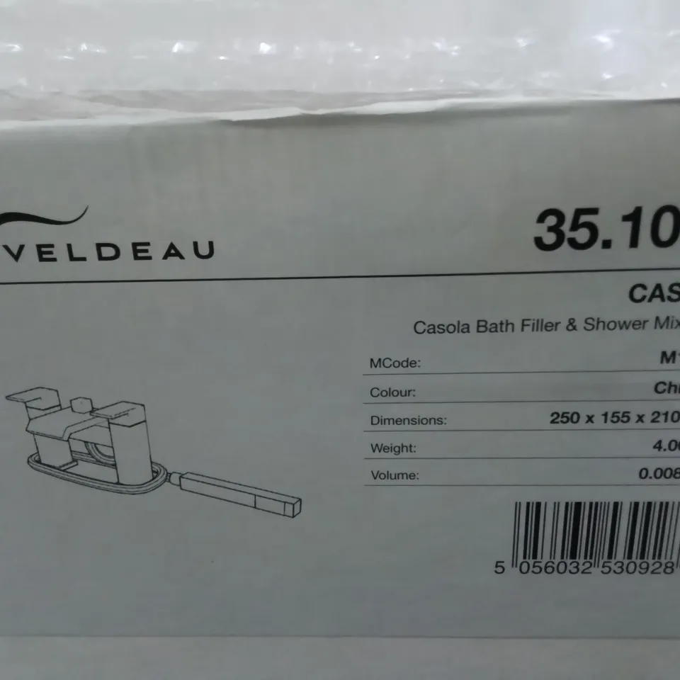 BOXED VELDEAU CASOLA BATH FILLER & SHOWER MIXER SET IN CHROME - 250X155X210MM