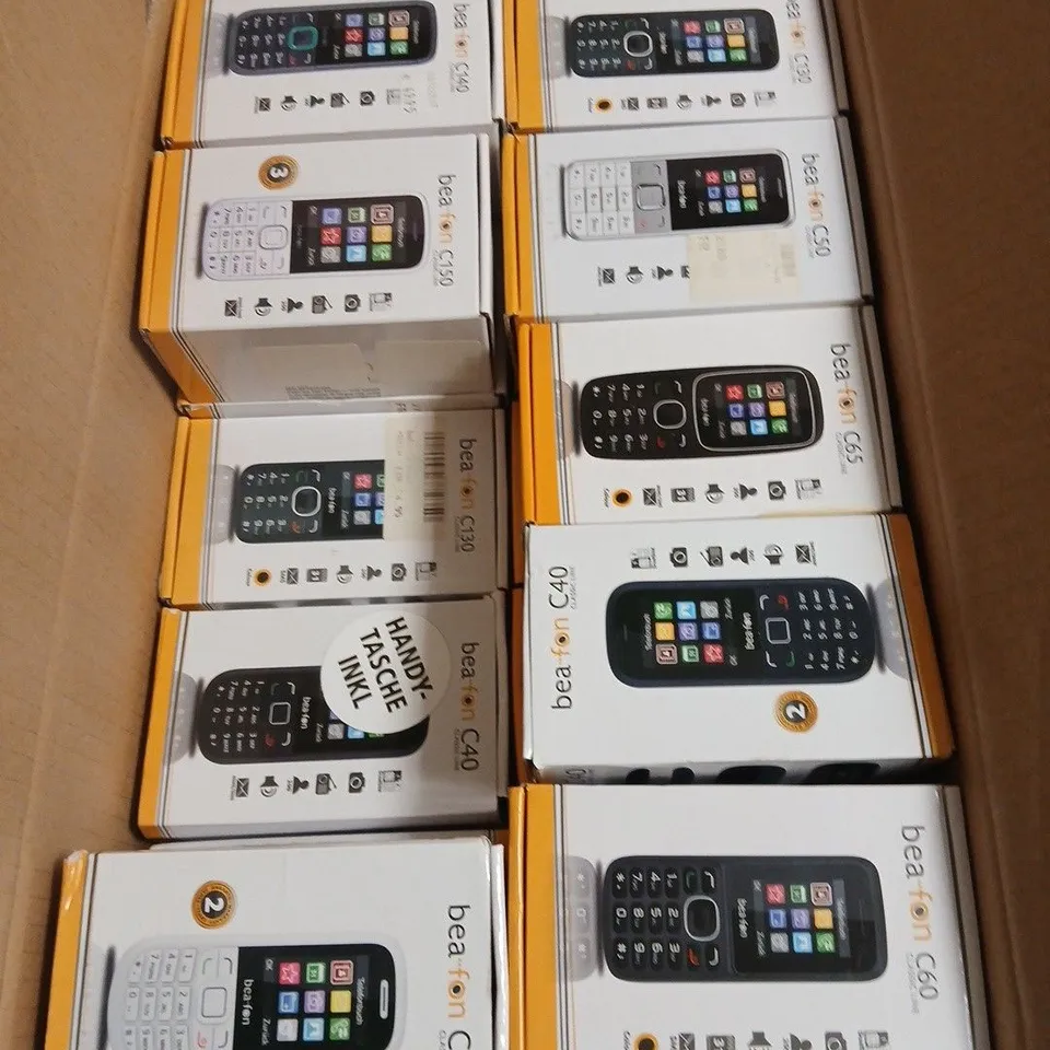 APPROXIMATELY 25 ASSORTED BOXED BEAFON MOBILES PHONES IN VARIOUS MODELS 