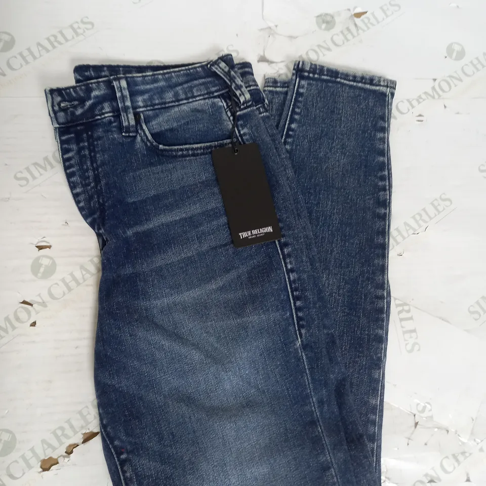 TRUE RELIGION HALLE HIGH RISE JEAN IN MEDIUM BLUE SIZE 29L
