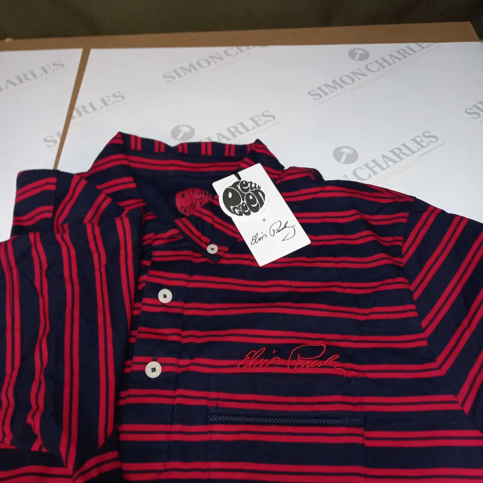 PRETTY GREEN ELVIS STRIPE POLO - SIZE M