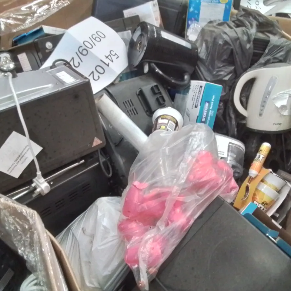 PALLET CONTAINING A LARGE QUANTITY OF ELECTRICAL PRODUCTS TO INCLUDE;MICROWAVE,TOASTER,KETTLE,NECK FAN,COFFEE GRINDER