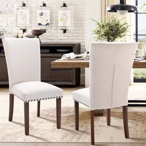 BOXED NAILHEAD TRIM LEATHER/FABRIC UPHOLSTERED SIDE CHAIR