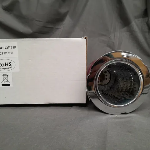 BOX OF APPROX 10 EMCOLITE RED SPOTLIGHT CEILING LIGHT WITH CHROME SURROUND