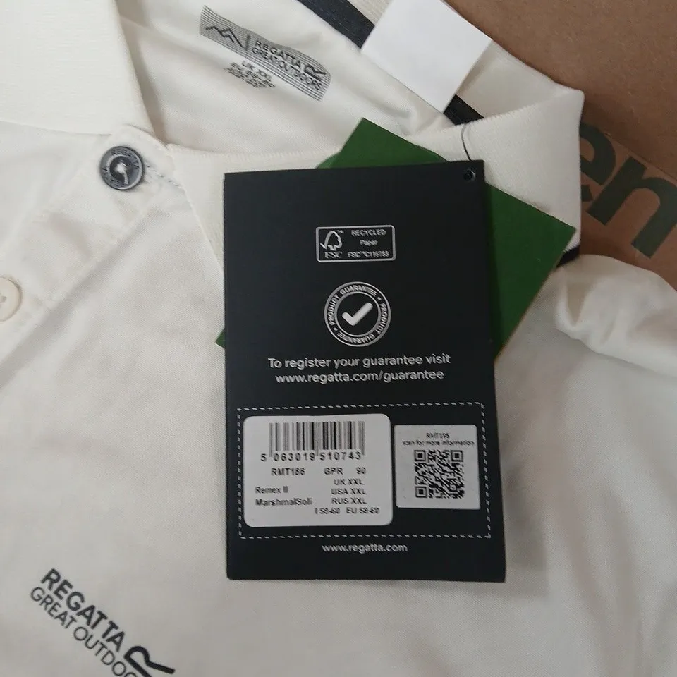REGATTA GREAT OUTDOORS POLO SHIRT – MARSHMALLOW WHITE, SHORT SLEEVE SIZE XXL