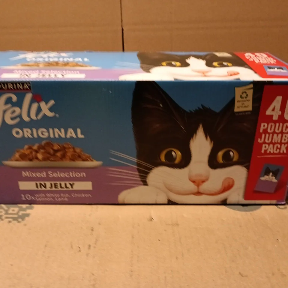 FELIX ORIGINAL MIXED SELECTION IN JELLY CAT FOOD POUCHES – 40 POUCHES JUMBO PACK