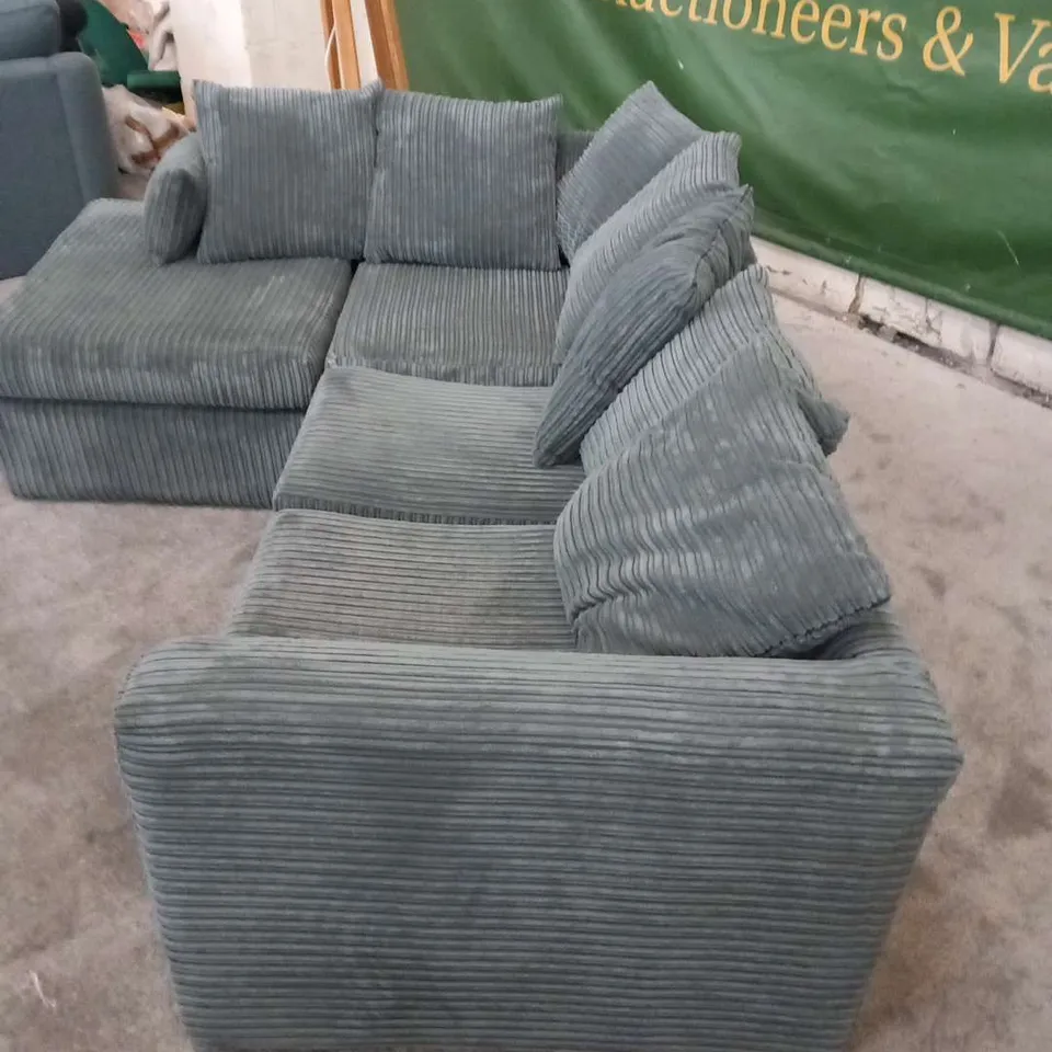 DESIGNER DUVERNAY GREY CORDED FABRIC CORNER SOFA