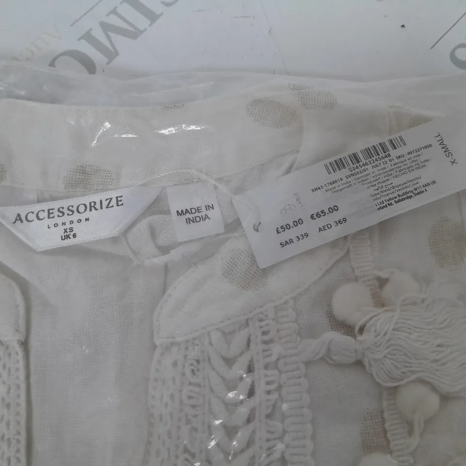 BAGGED ACCESSORIZE DOBBY TASSEL DRESS - XS UK 6